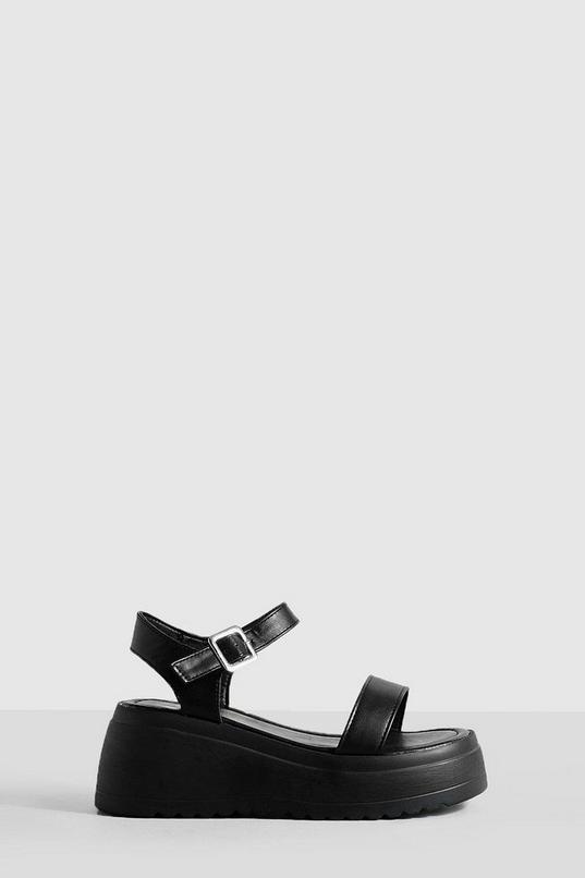 Wide Fit Two Part Chunky Flatform Sandals | Boohoo UK