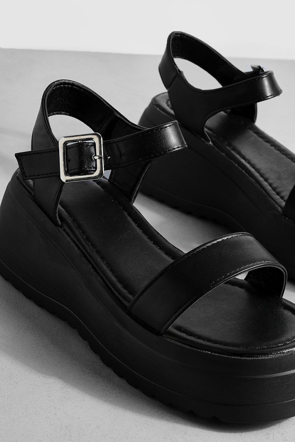 Wide Fit Two Part Chunky Flatform Sandals boohoo