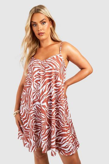 Plus Zebra Print Swing Dress zebra