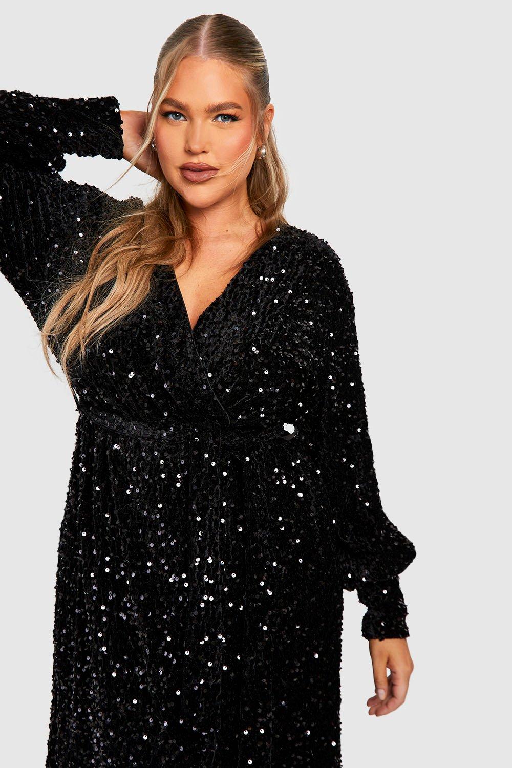 Boohoo plus metallic spot wrap midi dress hotsell