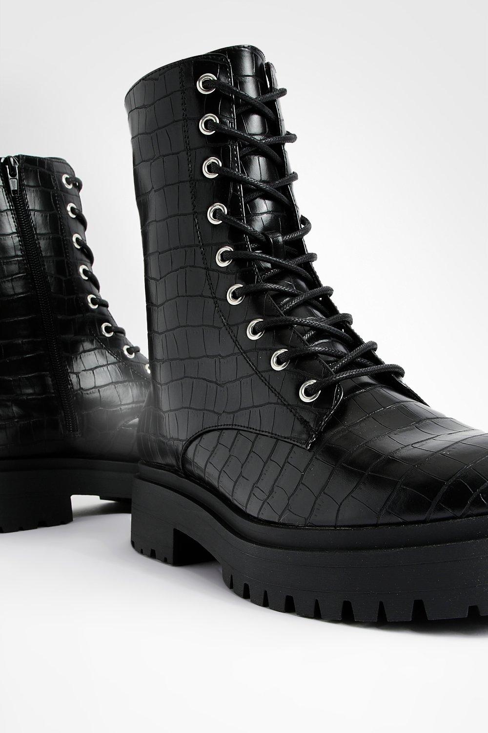 Croc lace clearance up ankle boots