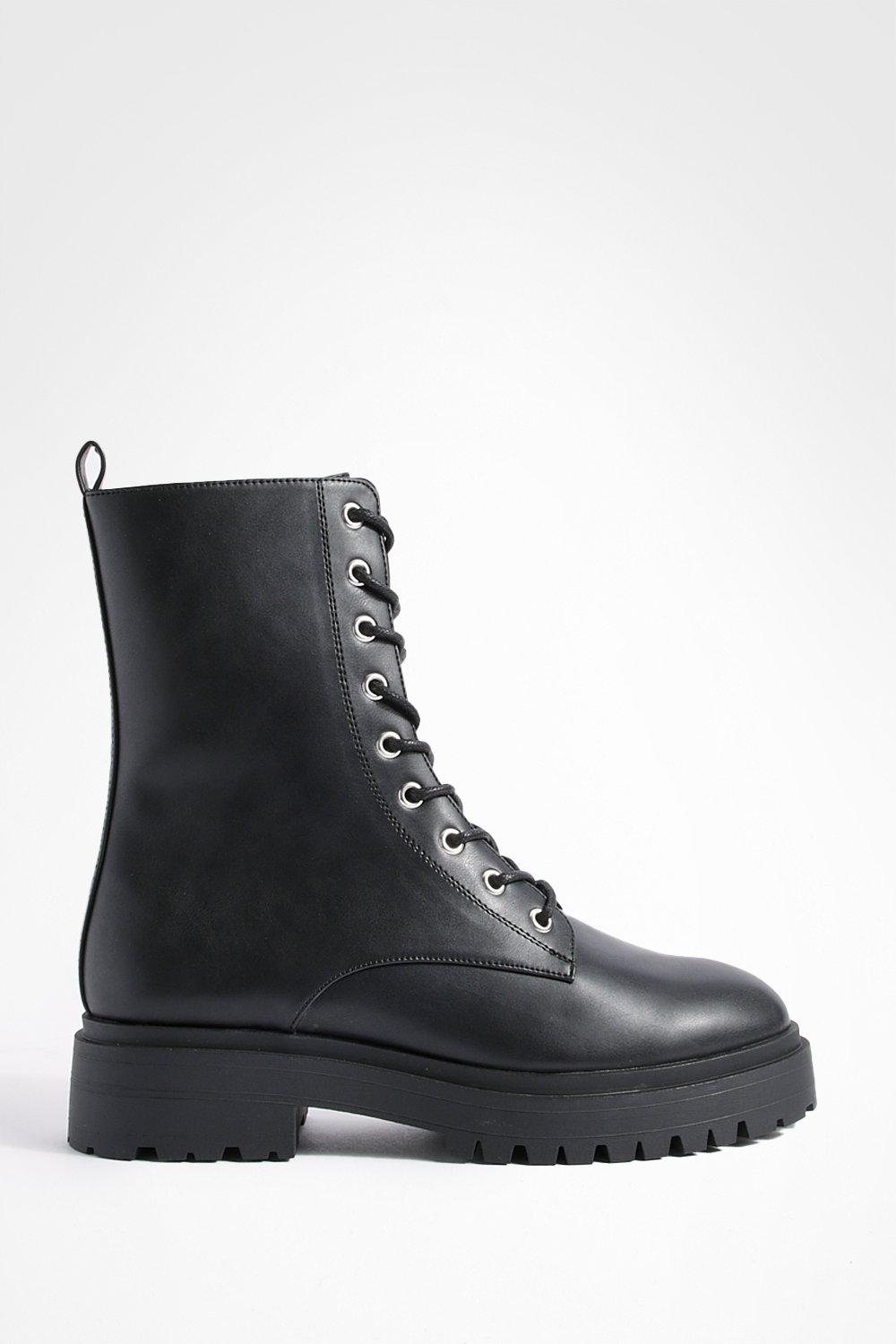 Matte black lace outlet up boots