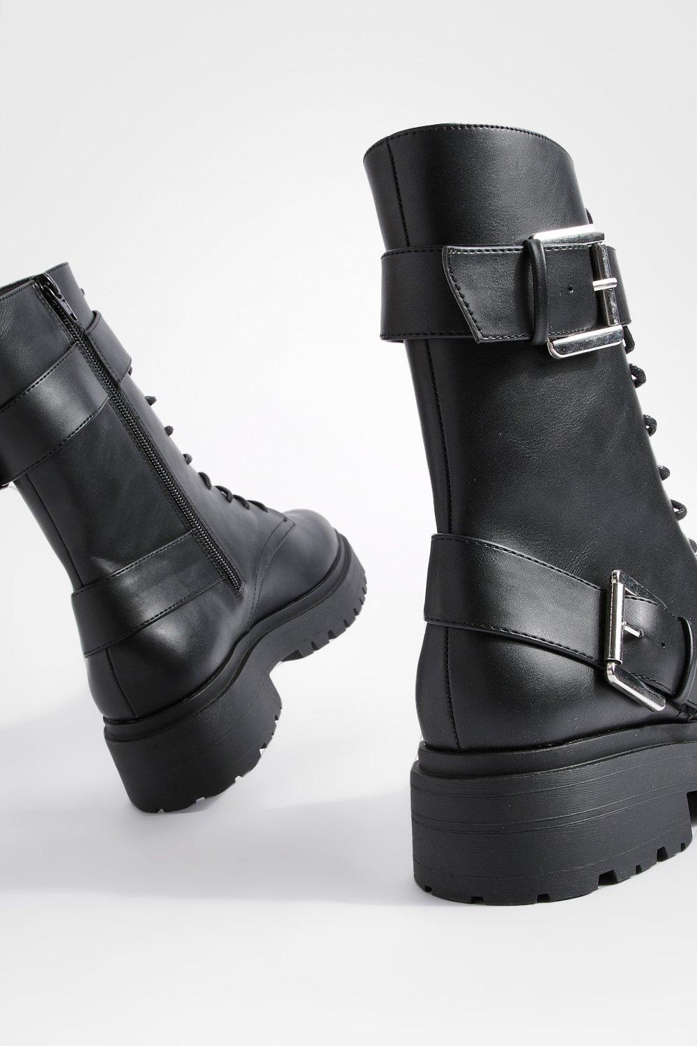 Boohoo store buckle boots