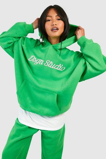3d Embroidered Oversized Hoodie green