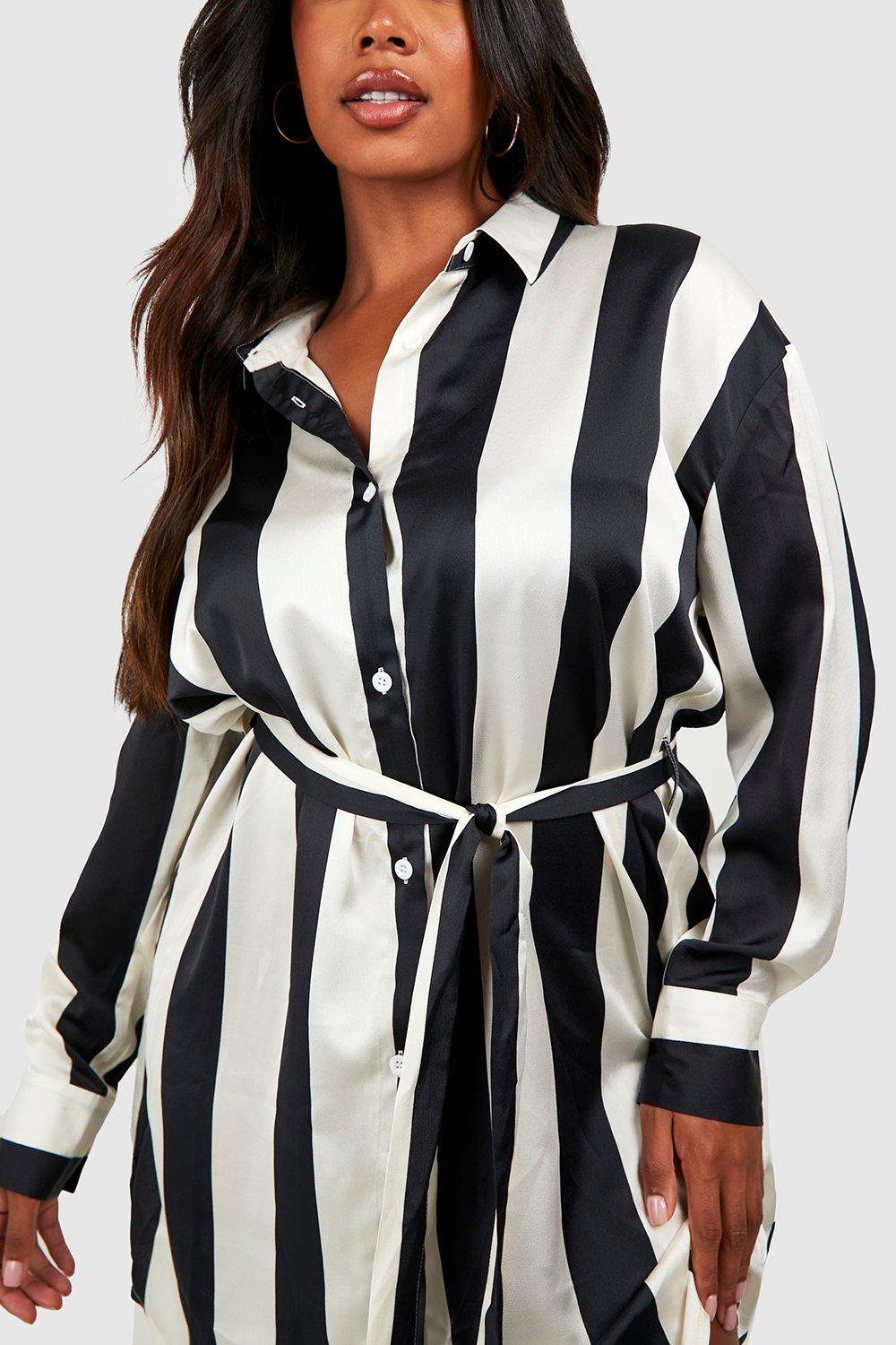 Plus size black outlet and white striped top