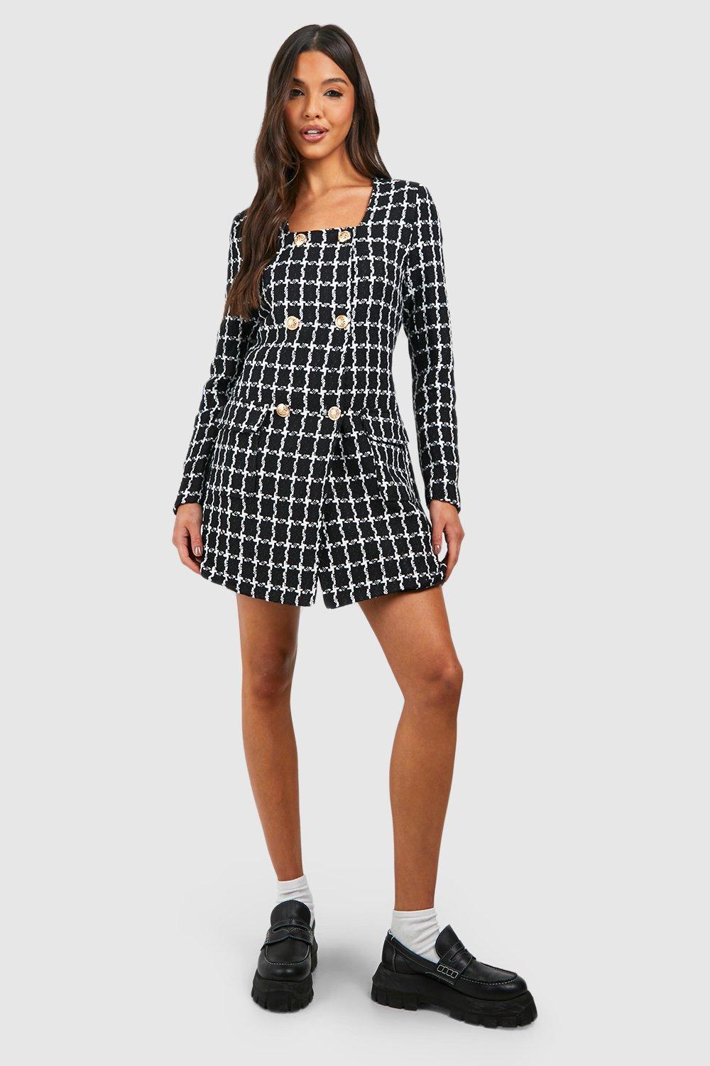 Boohoo Women s Boucle Blazer Dress Black