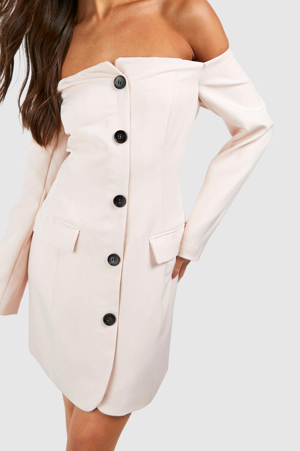 White off the outlet shoulder blazer dress