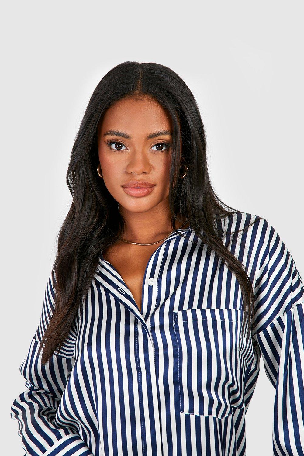 Striped store satin blouse