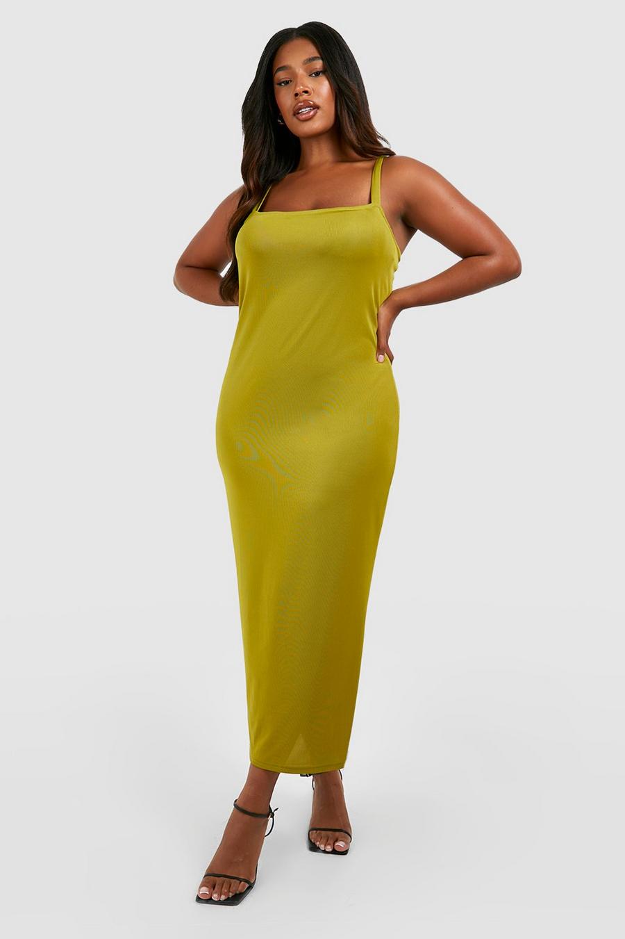 Olive Plus Rib Strappy Midaxi Dress image number 1