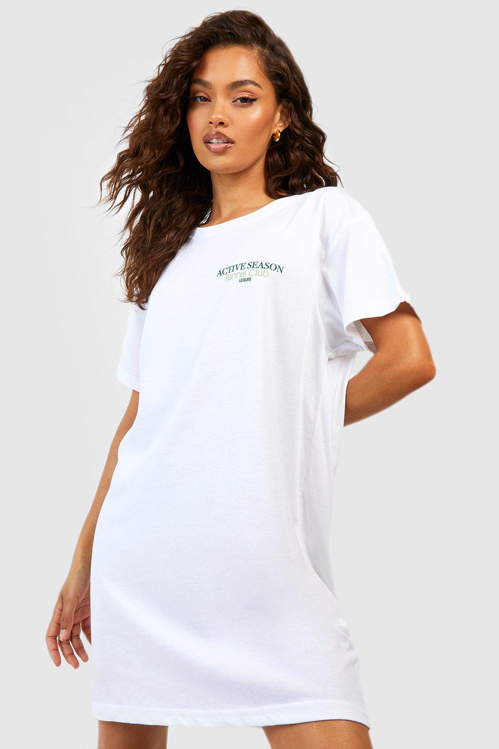 Boohoo white cheap t shirt dress