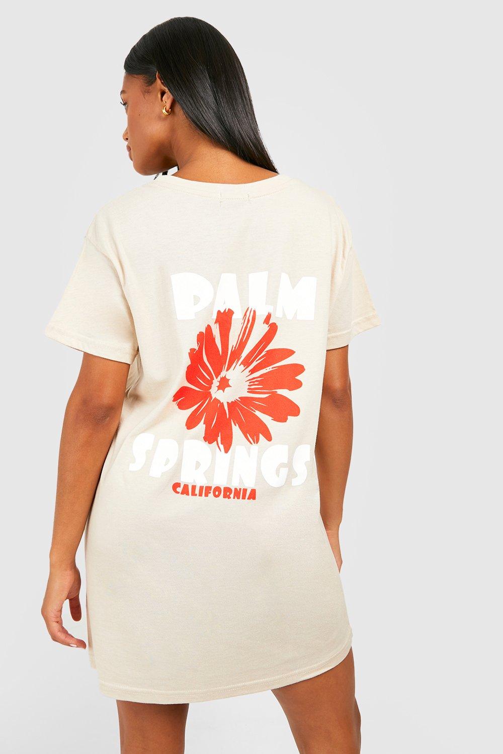 boohoo California T-Shirt Dress - Beige - Size 12
