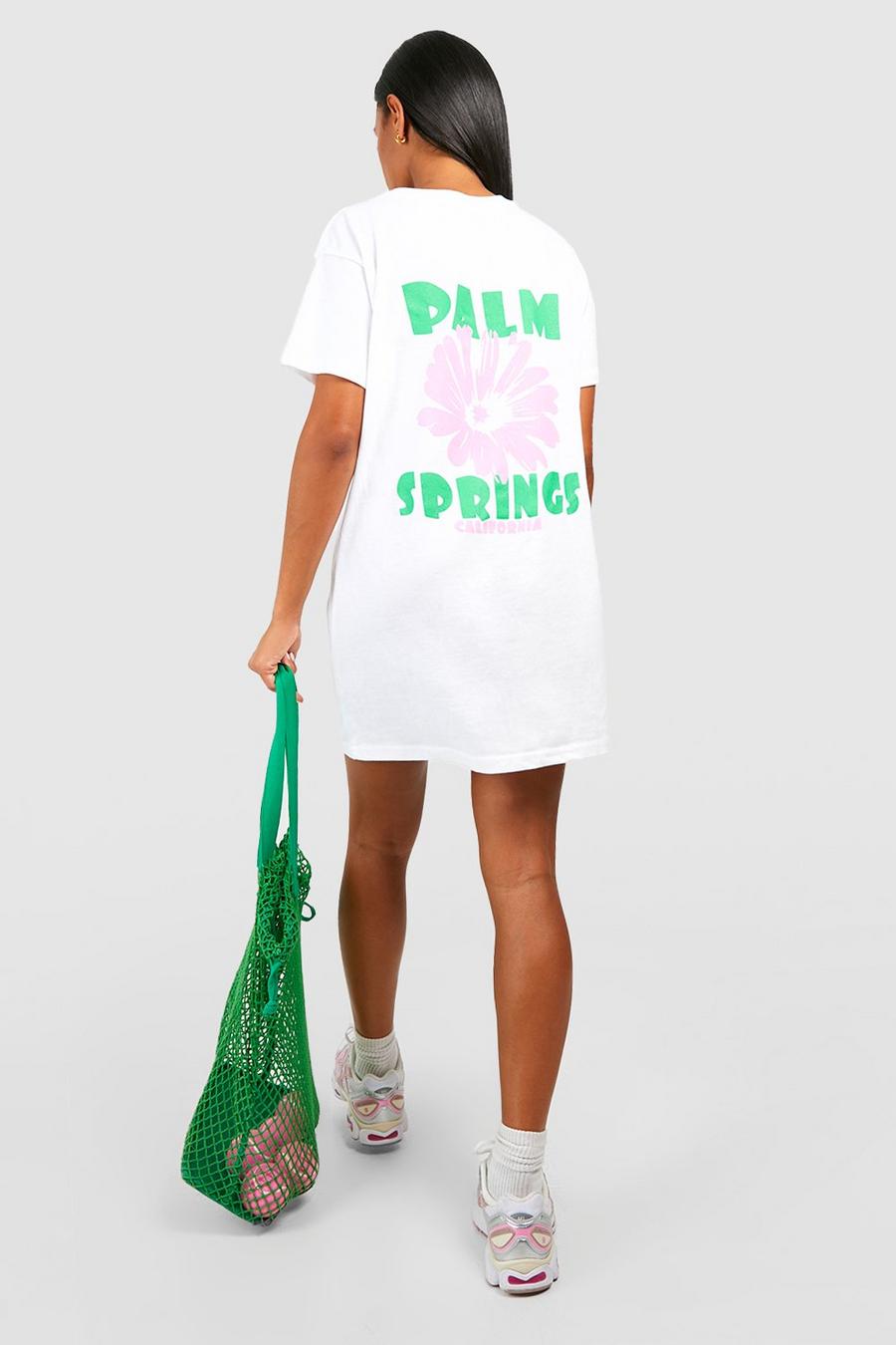 Oversize T-Shirt-Kleid mit Palm Springs Stickerei, White image number 1
