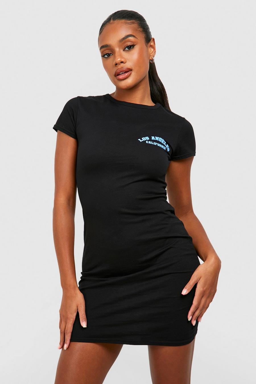 Vestido mini con eslogan Los Angeles, Black image number 1