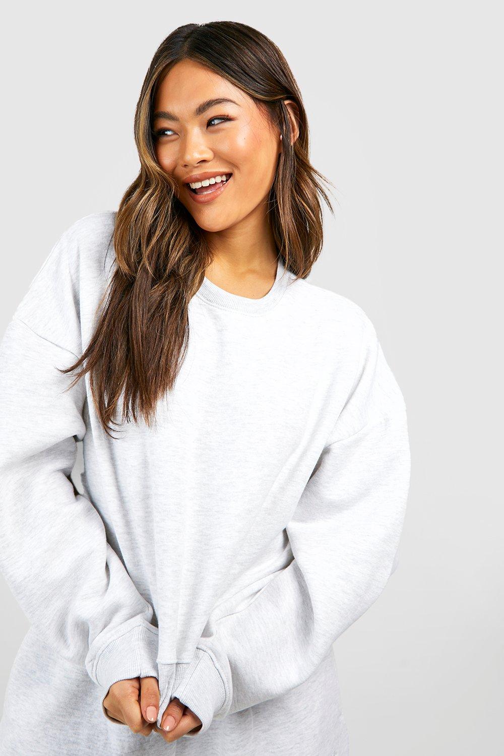 Ash Grey Oversized Cropped Sweat Hoodie