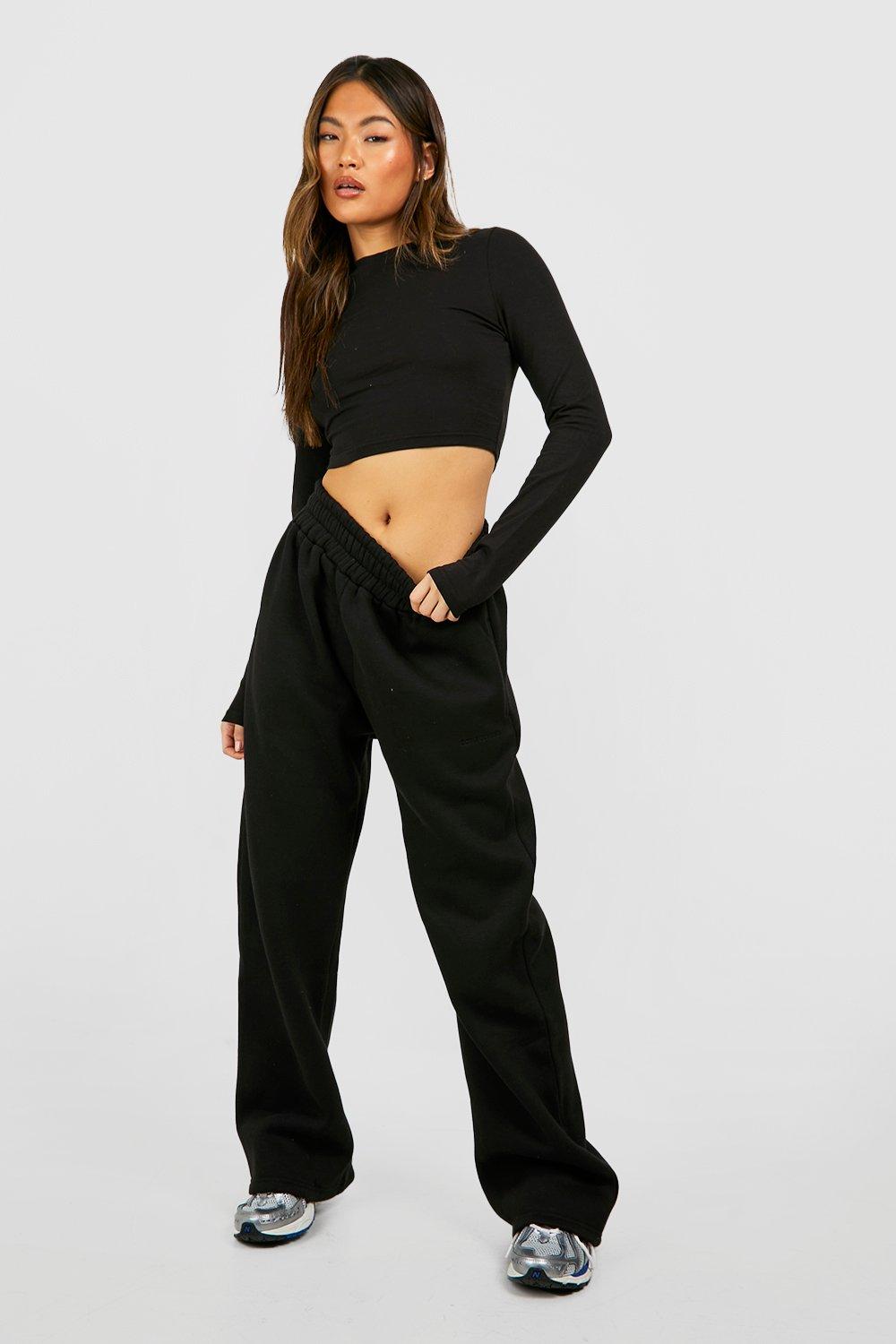 Black straight leg tracksuit bottoms online