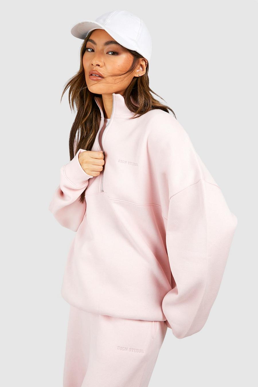 Light pink Oversize sweatshirt med dragkedja image number 1