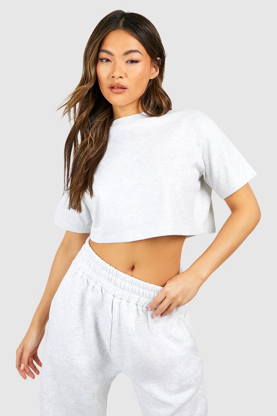 Ash grey Crop Boxy Fit T-shirt  image number 1