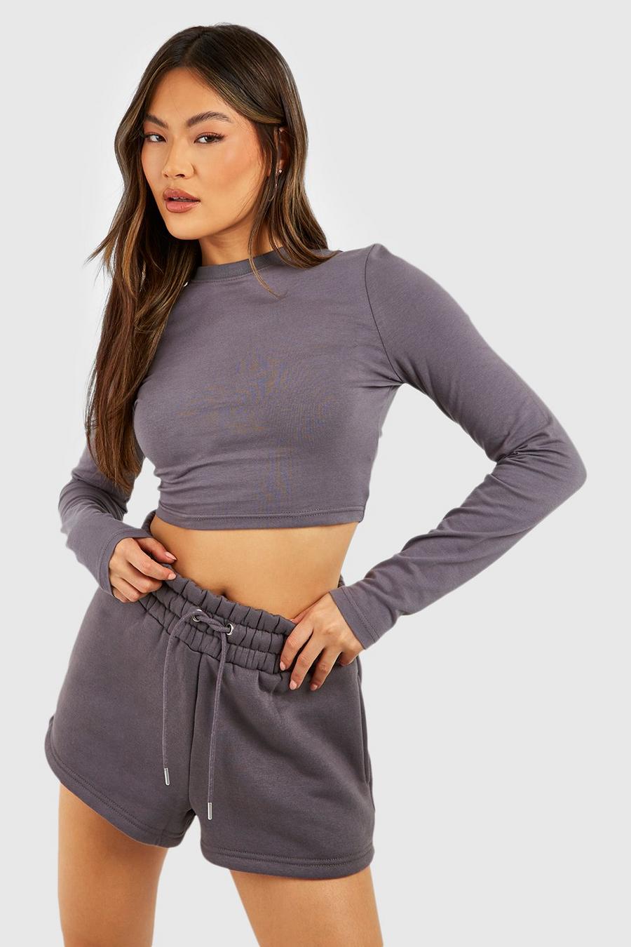 Charcoal Long Sleeve Fitted Top