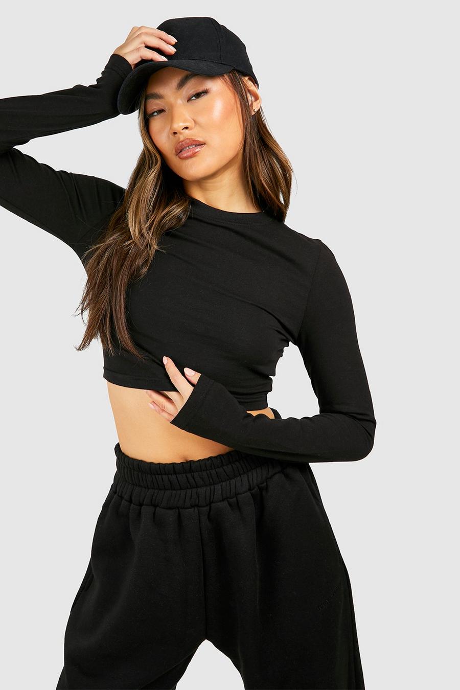 Black Long Sleeve Fitted Top