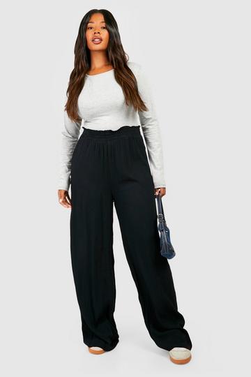 Plus Crinkle Rayon Beach Trousers black