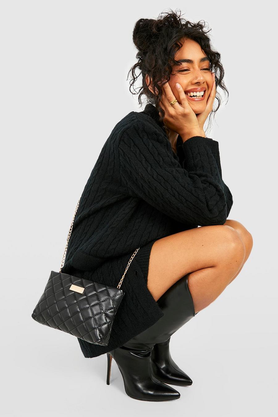 Black nero Quilted Oversized Basic Clutch Bag