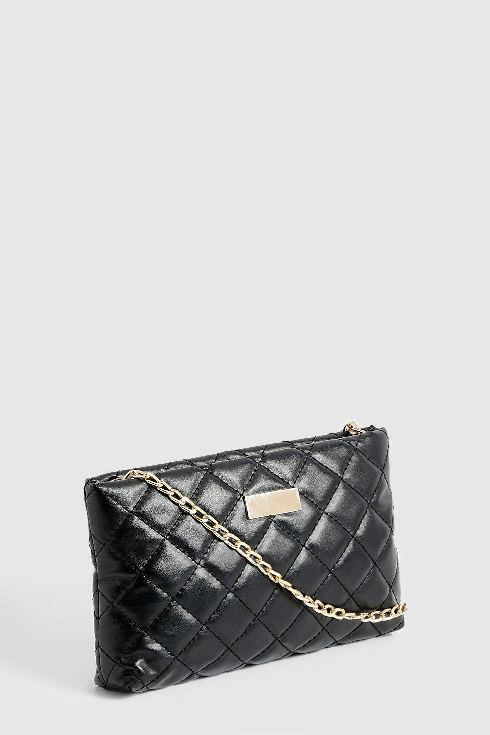 Black clutch best sale bag boohoo