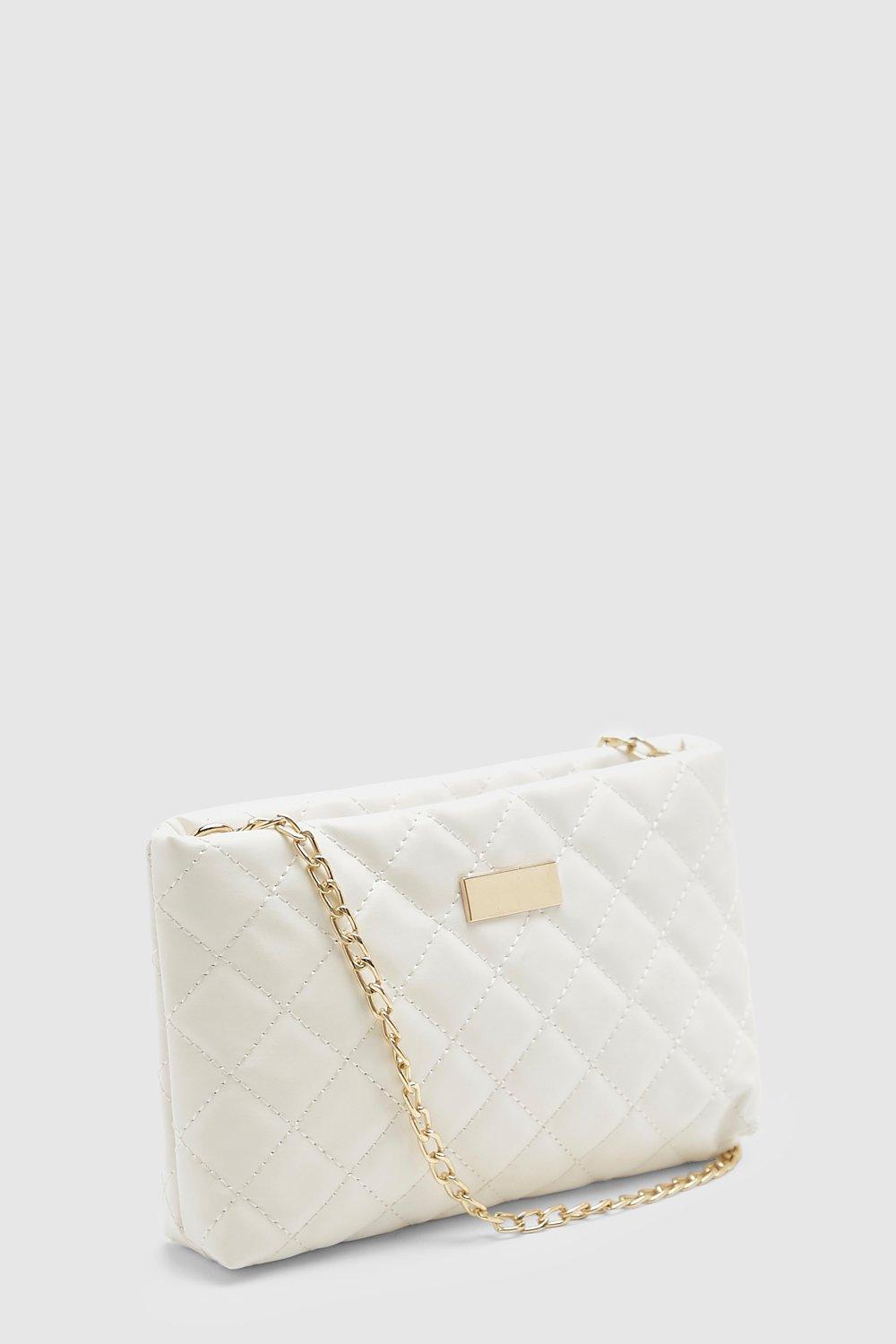 White quilted clutch store bag