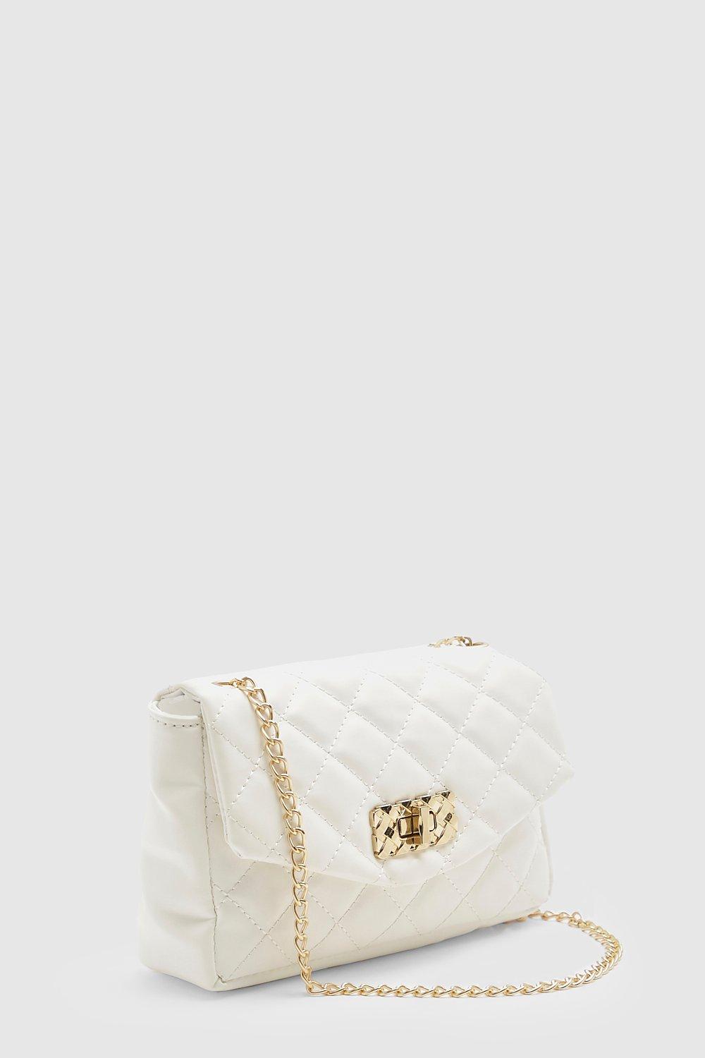 boohoo Gold Buckle Detail Cross Body Bag - White - One Size