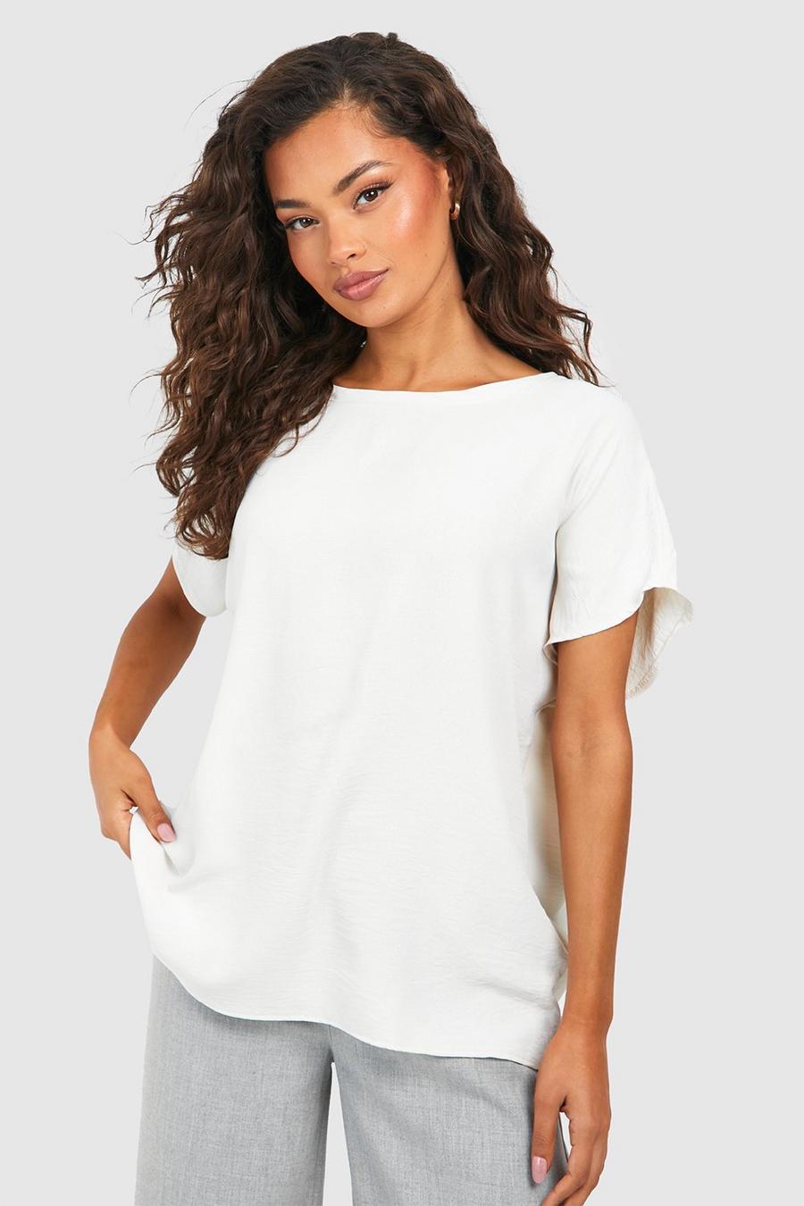Cream T-shirt med ledig passform image number 1