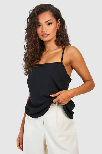 Basic Woven Square Neck Cami black