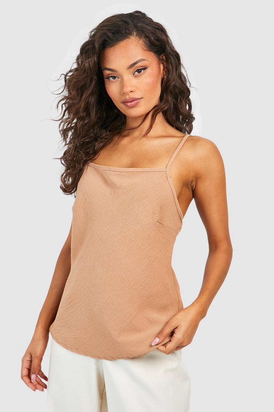 Camel Basic Woven Square Neck Cami image number 1