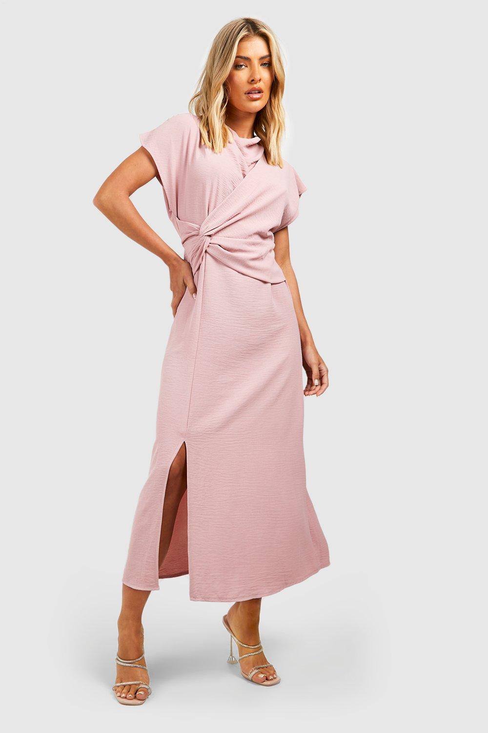 Vestido drapeado sales con nudo