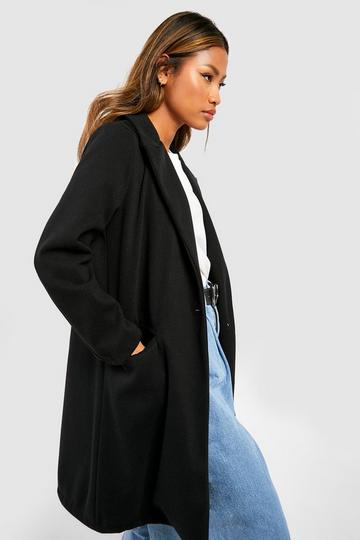 Black Tailored Herringbone Textured Coat