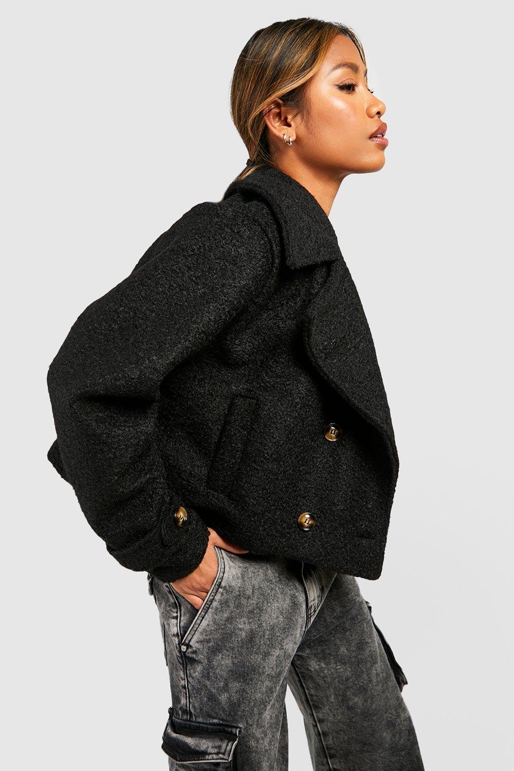 Crop wool outlet coat