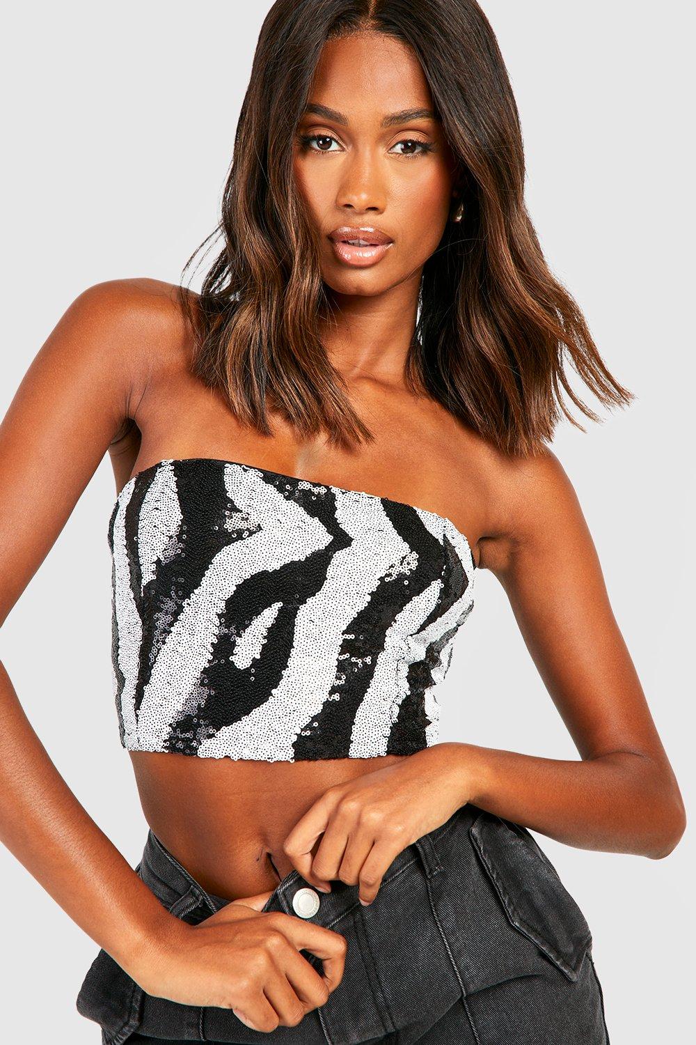 White sequin sale bandeau top