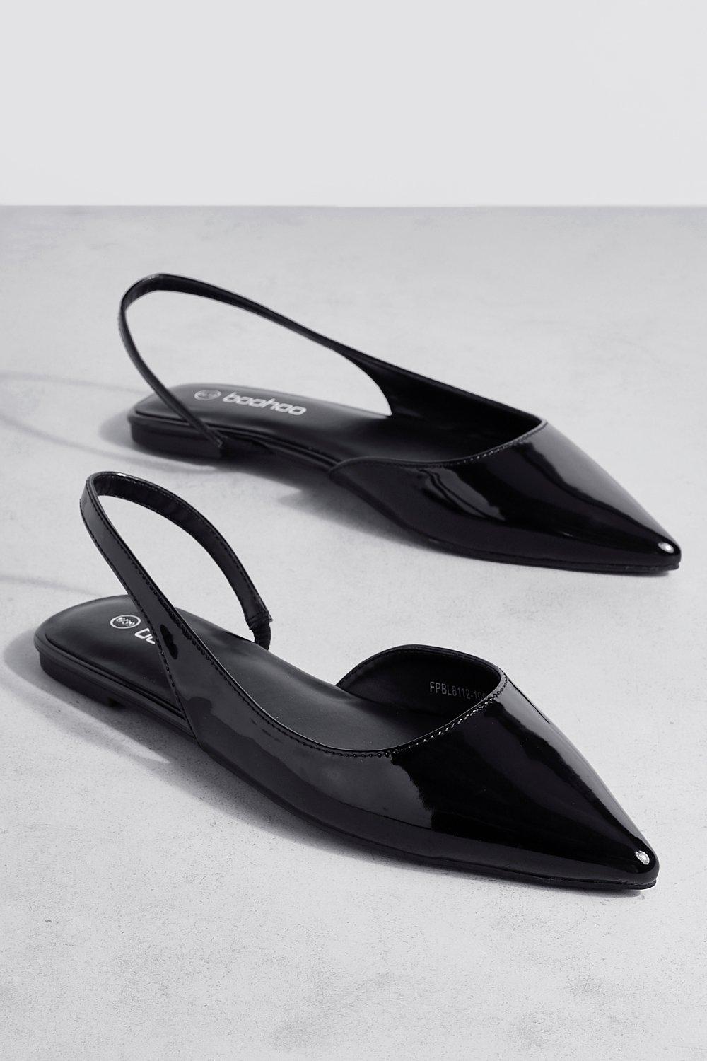 Black slingback flat shoes best sale