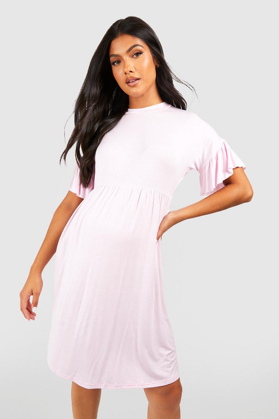 Pink Kort gravidklänning med volangärm image number 1