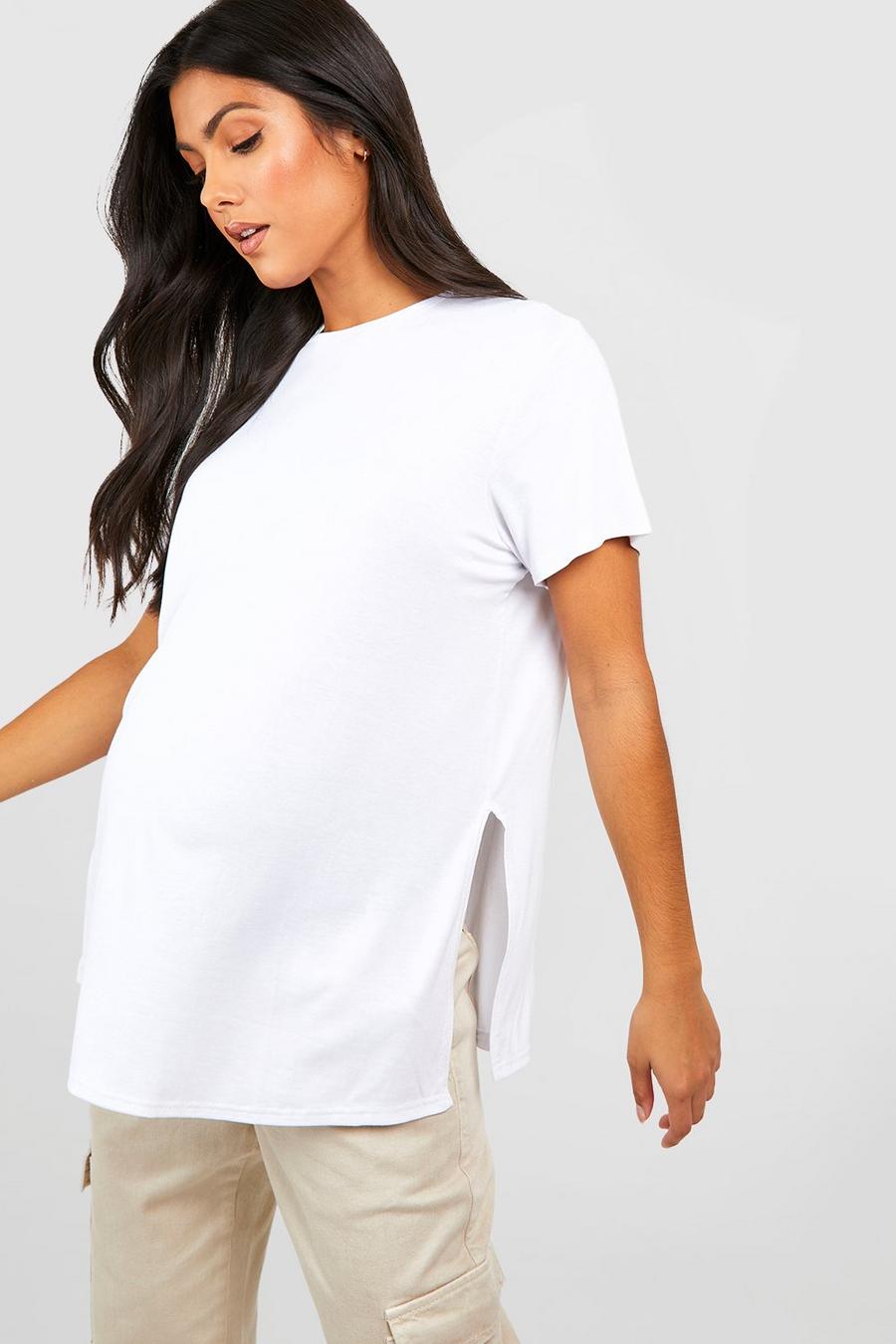 Umstandsmode T-Shirt mit seitlichem Schlitz, White image number 1