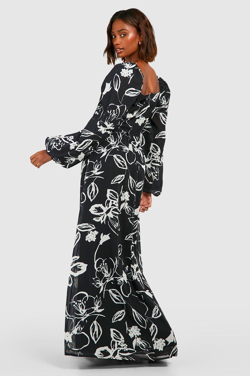 Black floral hot sale milkmaid dress