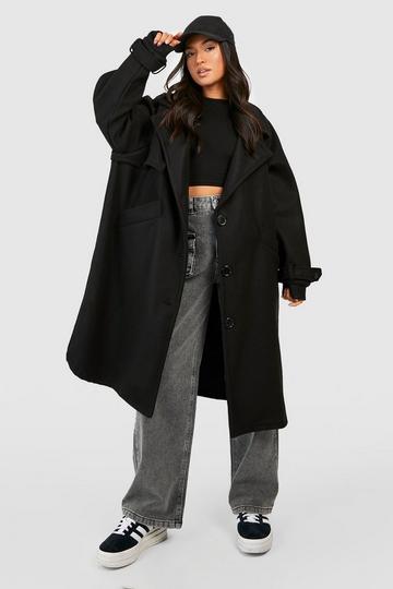 Petite Premium Wool Look Oversized Coat black