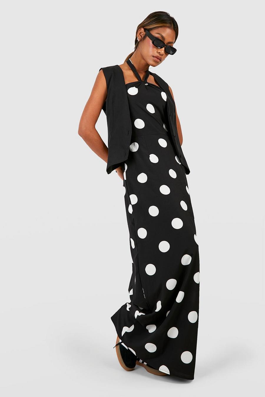 Black Polka Dot Maxi Dress image number 1