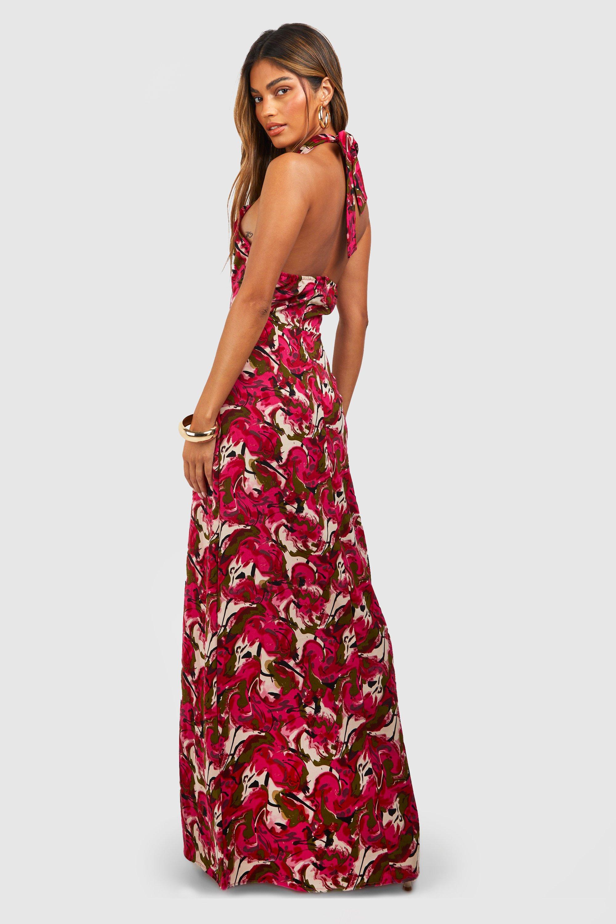 Halter Neck Floral Maxi Dress