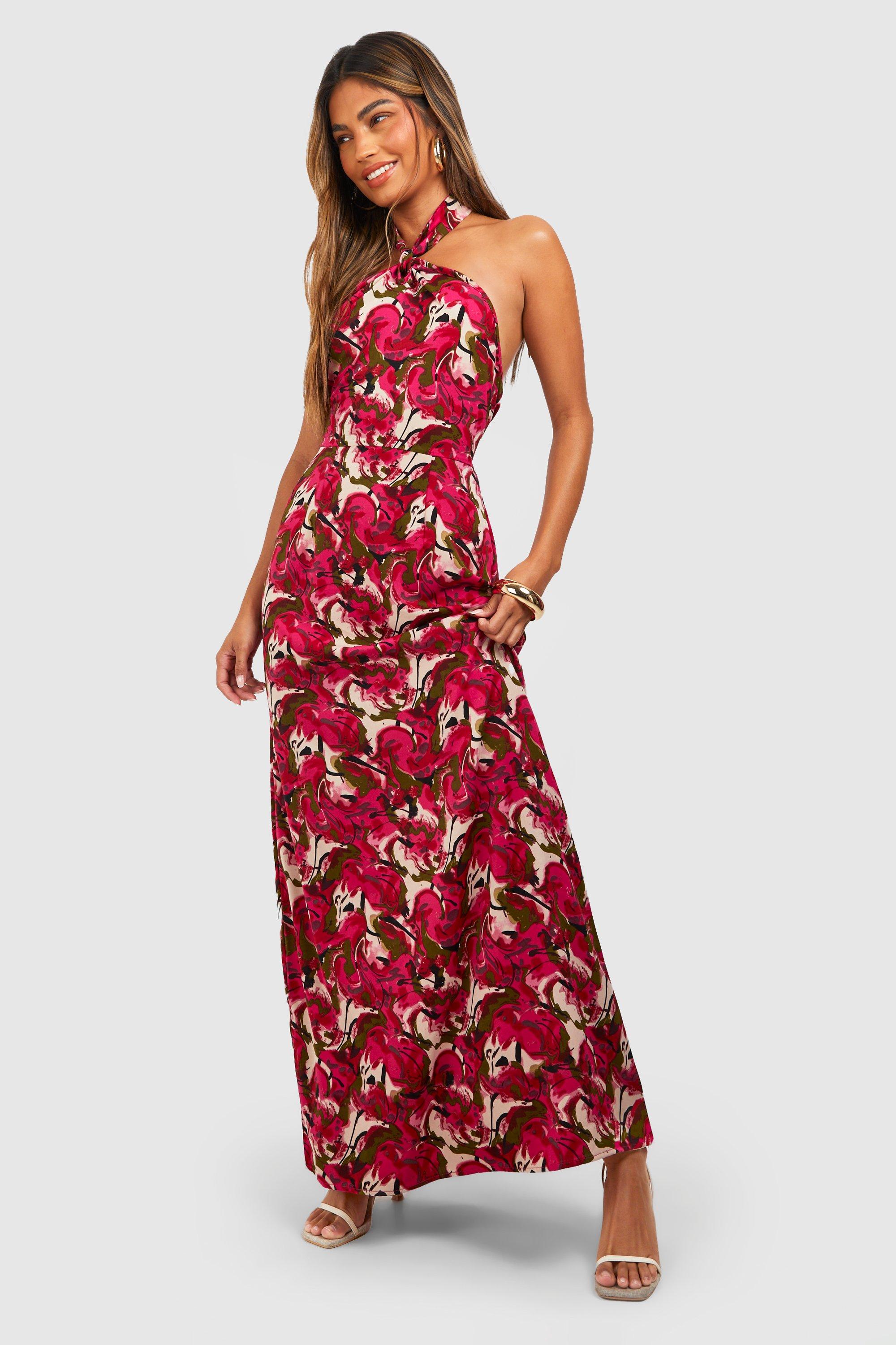 Halter Neck Floral Maxi Dress