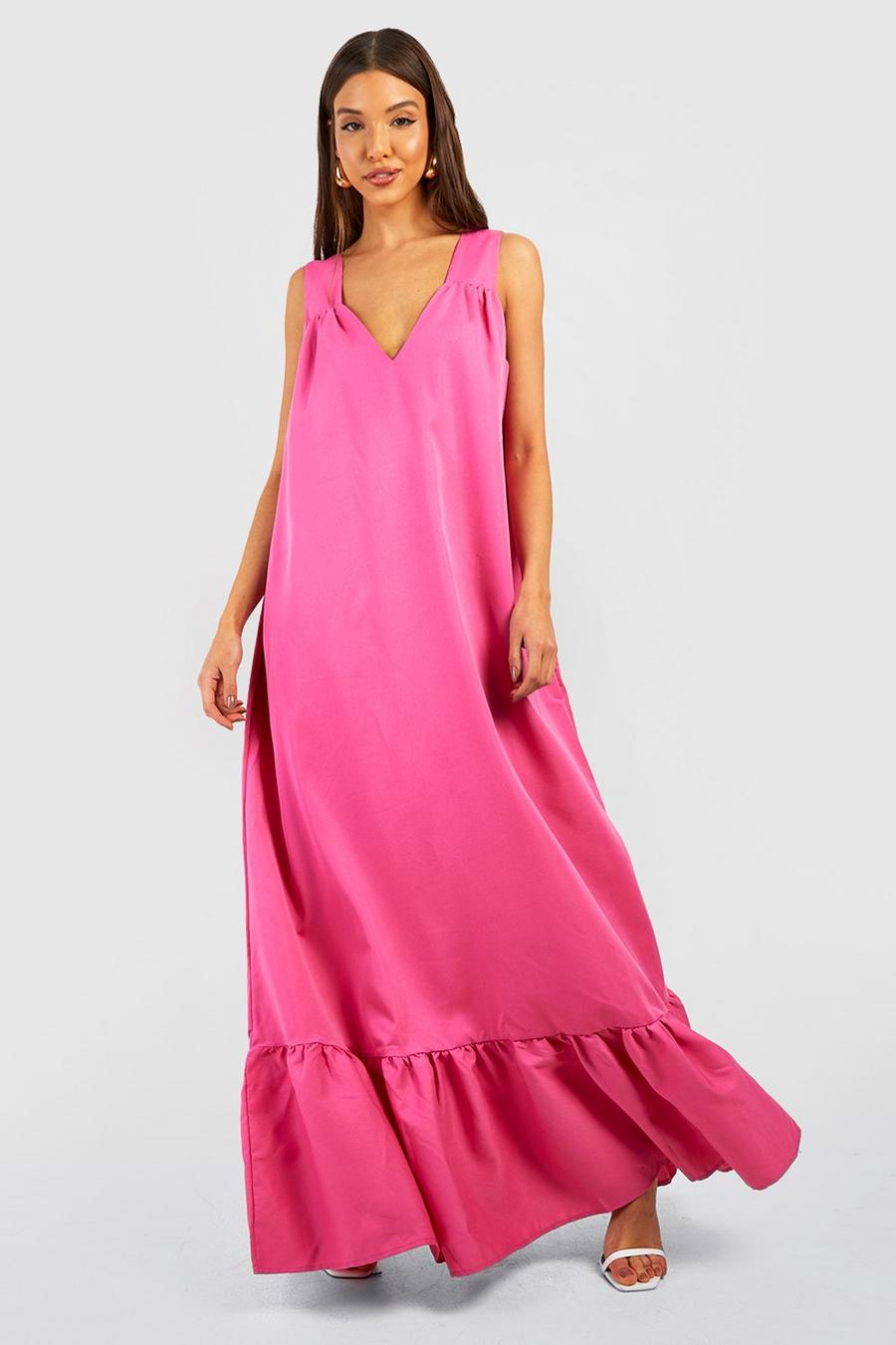 Hot pink Trapeze Maxi Dress