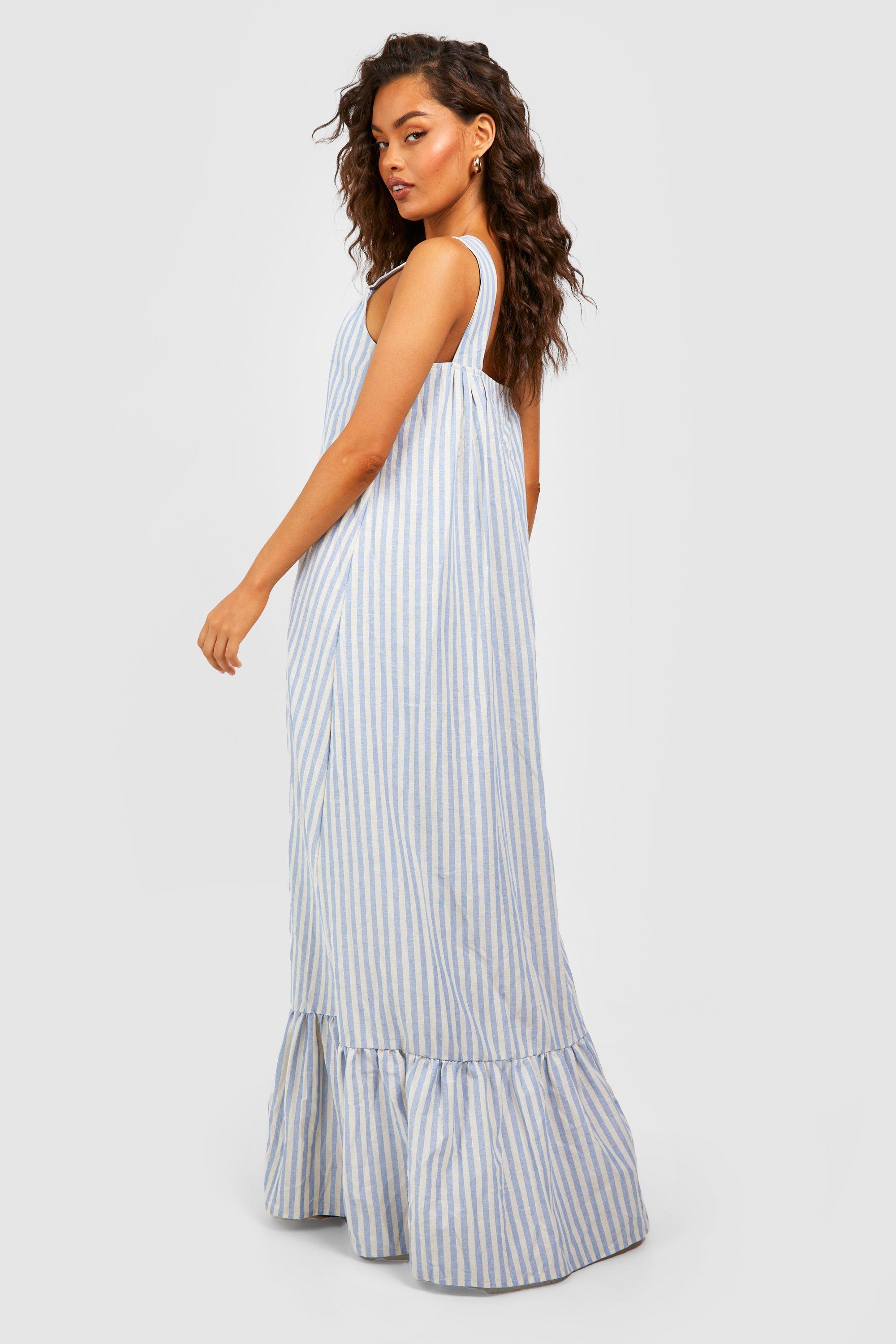 Boohoo striped hot sale maxi dress