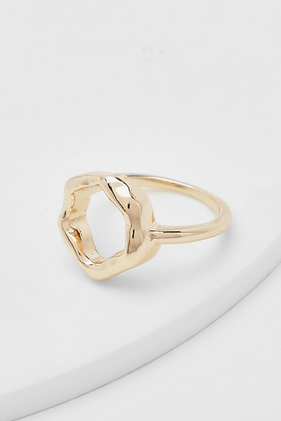 Gold metallic Hammered Loop Ring