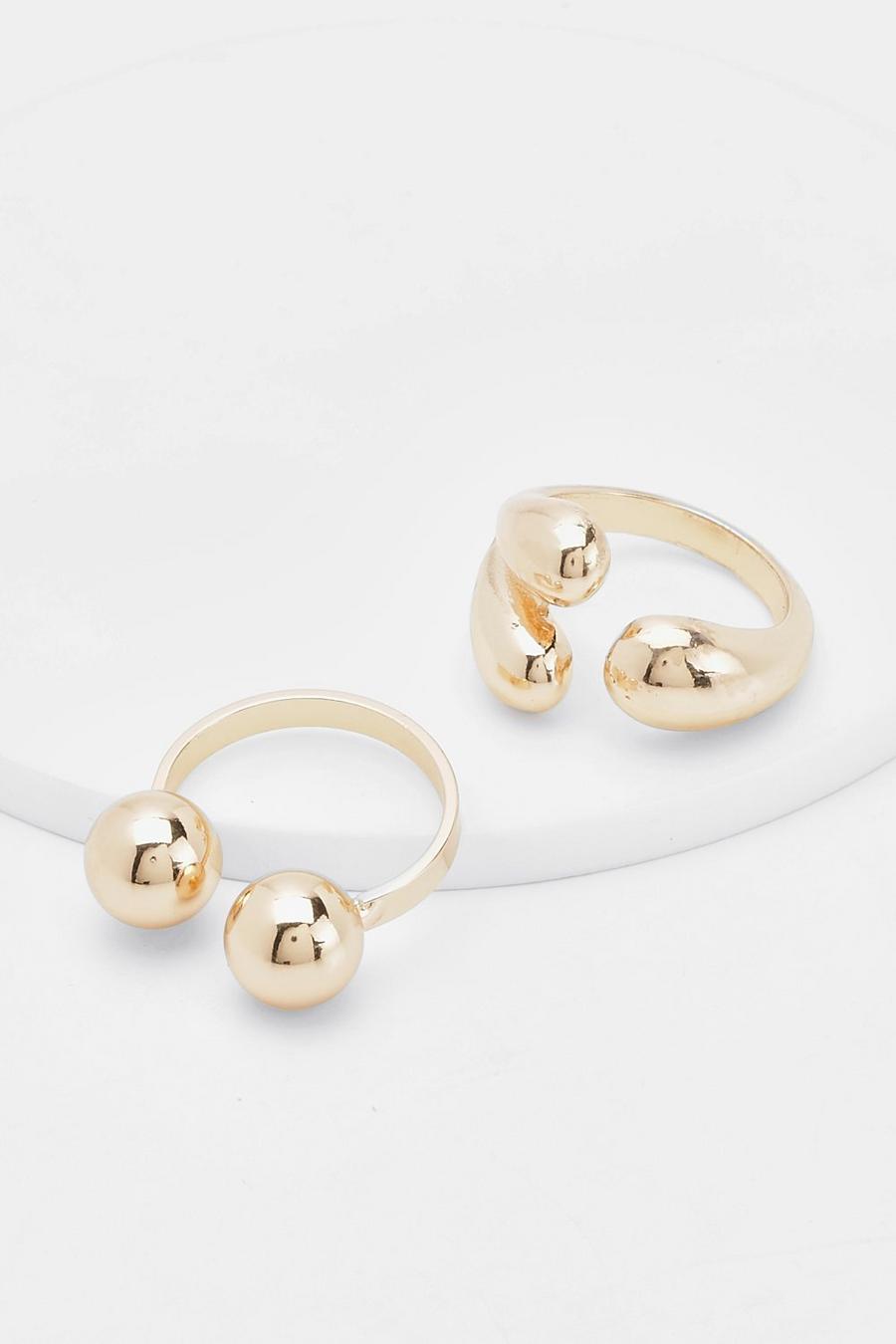 Gold metallic Chunky Double Ring Pack 