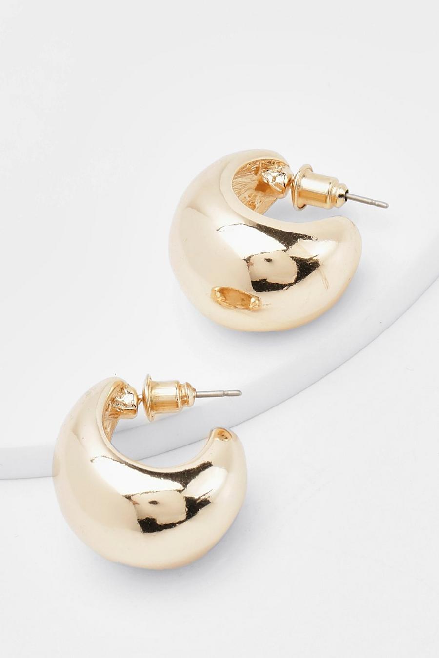 Gold Mini Chunky Hoop Earrings image number 1
