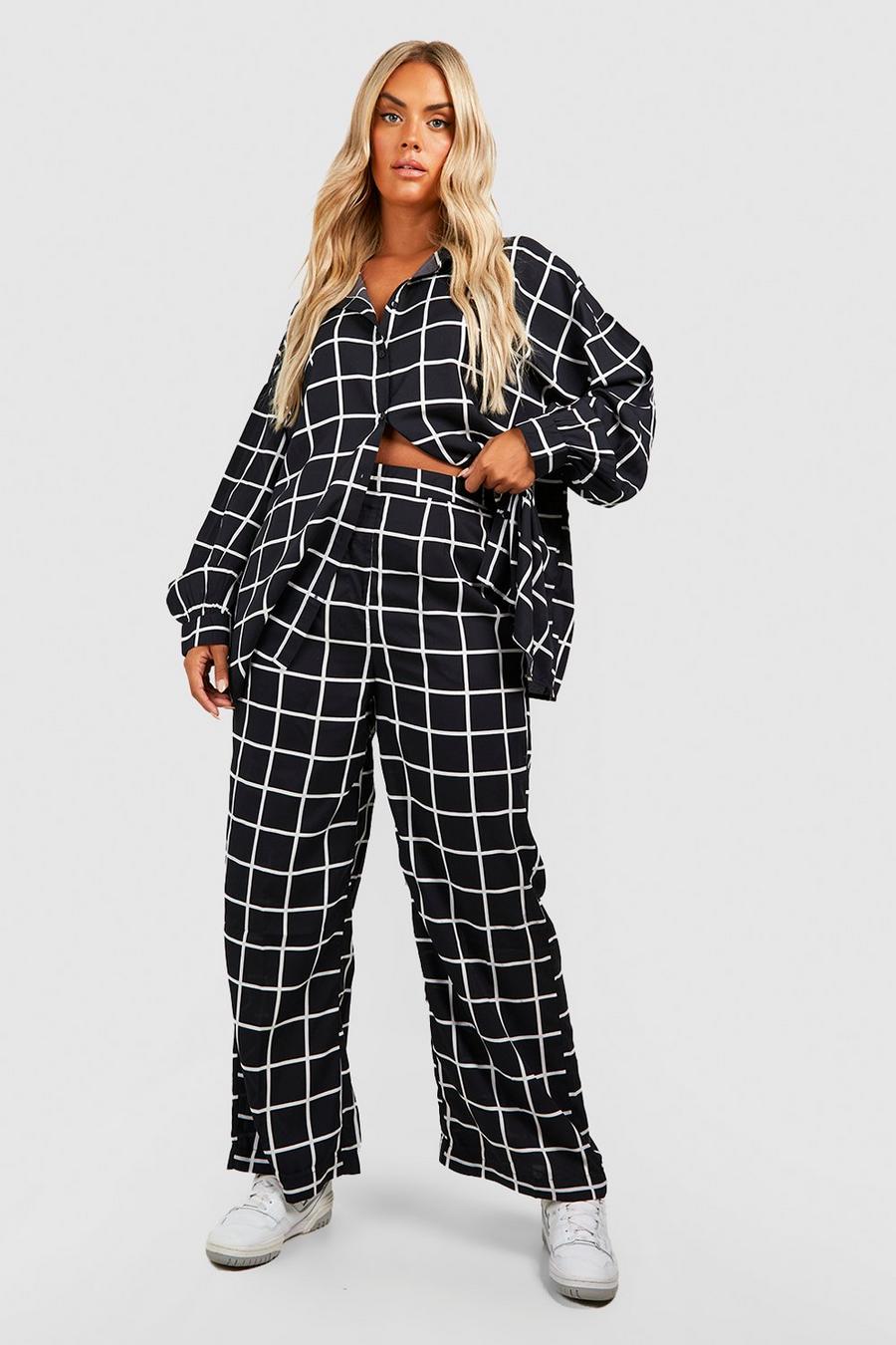 Black Plus Check Shirt & Trouser Co-ord   image number 1