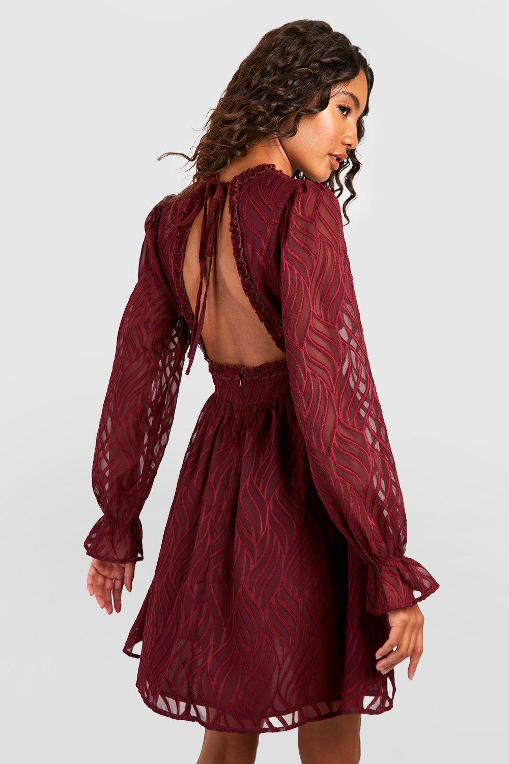 Boohoo burgundy 2024 lace dress